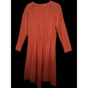 Eleventy Terra Cotta Wool Blend Fit & Flare Midi Dress Old Money Size 2 NWT